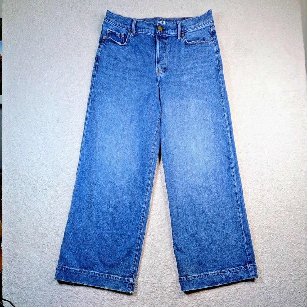 ana Womens Wide Leg Jeans High-Rise Sz 14 Denim Medium Wash Adaptive Fly Trendy